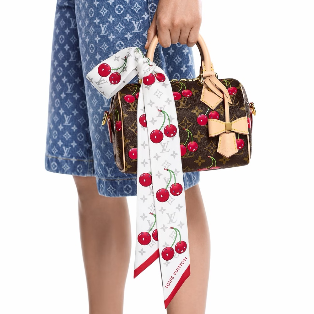 NWT Louis Vuitton x Takashi Murakami Bandeau Bb Scarf cherry cerise